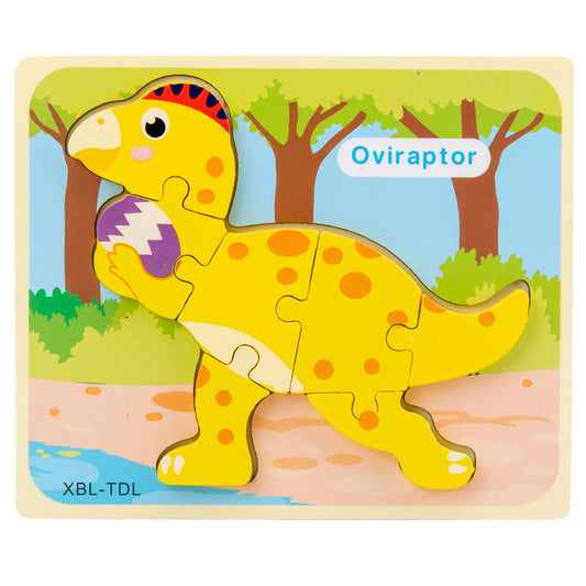 6-Piece Wooden Dinosaur Puzzle Set
